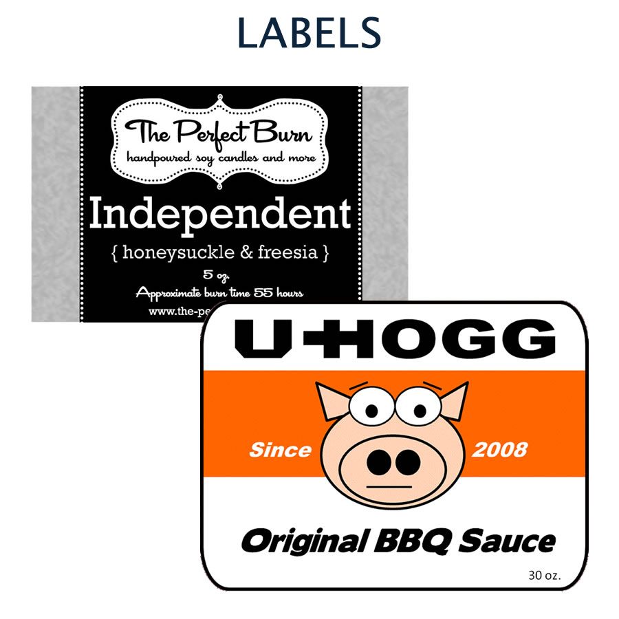 Custom designed labels and packaging